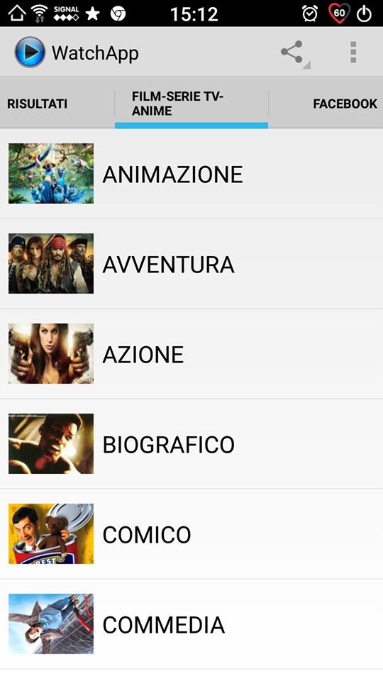 WatchApp lista canali